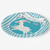 Schattige lam baby jongen papieren bordje (Gekanteld)