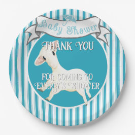 Schattige lam baby jongen papieren bordje