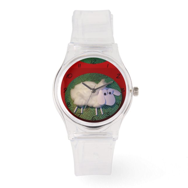 Schattige Lam Chinese astrologie Schaap Kinder Wat Horloge (Voorkant)