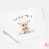 Schattige Lam en Teddy Bear Bedankt Vierkante Sticker (Envelop)