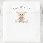 Schattige Lam en Teddy Bear Bedankt Vierkante Sticker (Tas)