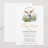 Schattige lam geslachtsneutrale flora doop doopsel kaart (Voorkant / Achterkant)