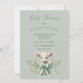 Schattige Lam in Mand met Bloemen Baby shower Kaart (Voorkant)