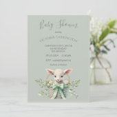 Schattige Lam in Mand met Bloemen Baby shower Kaart (Staand voorkant)