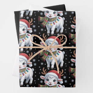 Schattige Lam Kerstmis Grappige Dierenliefhebber B Inpakpapier Vel