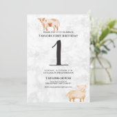 Schattige Lam & Koe Schoendieren 1e Verjaardagsfee Kaart (Staand voorkant)