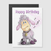 Schattige Lam Met Bell Verjaardag Magnetische Kaar (Voorkant / Achterkant)