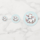 Schattige Lam Met Bloemenkroon Illustratie Confetti (Achterkanten)