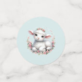 Schattige Lam Met Bloemenkroon Illustratie Confetti (Kleine voorkant)