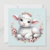 Schattige Lam Met Bloemenkroon Illustratie Kaart (Voorkant)
