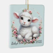 Schattige Lam Met Bloemenkroon Illustratie Keramisch Ornament (Rechts)