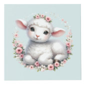 Schattige Lam Met Bloemenkroon Illustratie Kubus (Rechts)