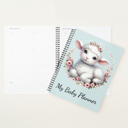 Schattige Lam Met Bloemenkroon Illustratie Planner (Display)