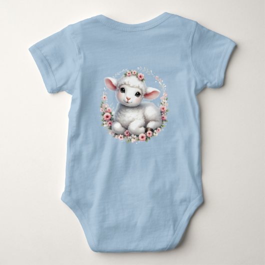 Schattige Lam Met Bloemenkroon Illustratie Romper (Achterkant)