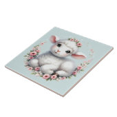 Schattige Lam Met Bloemenkroon Illustratie Tegeltje (Zijkant)