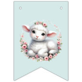 Schattige Lam Met Bloemenkroon Illustratie Vlaggetjes (Eerste vlag)