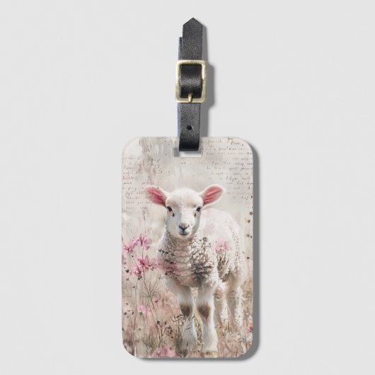 Schattige Lam met Wildflower Sheep Bagagelabel (Voorkant (verticaal))