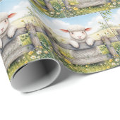 Schattige lam op Boerderijen hek Cadeaupapier (Rol Hoek)