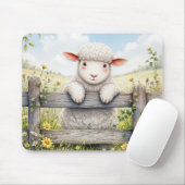 Schattige lam op Boerderijen hek Muismat (Met muis)