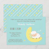 Schattige Lam op de Maan Baby shower Uitnodigingen (Voorkant / Achterkant)