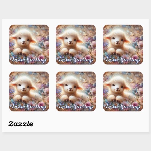 Schattige Lam Pasen Groeten Bloemen Sticker (Vel)