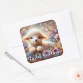 Schattige Lam Pasen Groeten Bloemen Sticker (Envelop)