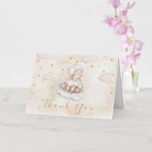Schattige Lam Roze Stof sterren Baby Shower Bedank Folie Wenskaart
