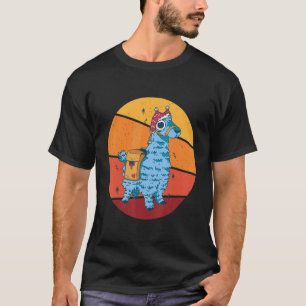 Schattige Lama Alpaca Retro Vintage voor Dier T-shirt
