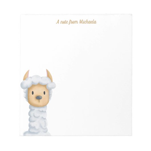 Schattige Lama Cartoon Kinderen Notitieblok (Voorkant)