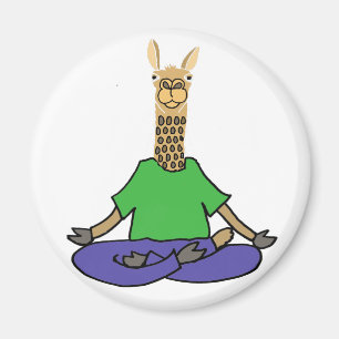 Schattige lama die yogacartoon doet magneet
