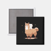 Schattige Lama En Kat  Magneet (Voorkant / Achterkant)