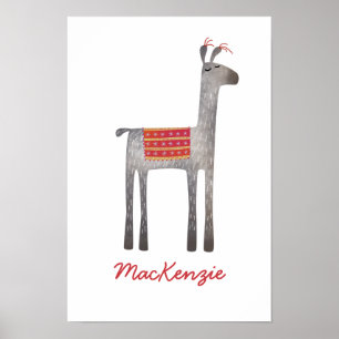 Schattige Lama Gepersonaliseerd Poster