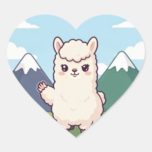 Schattige Lama Hart Sticker (Voorkant)