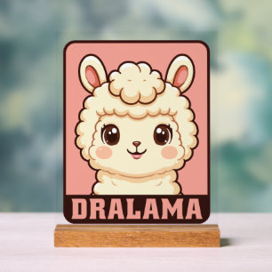 Schattige lama illustratie ontwerp acryl bord