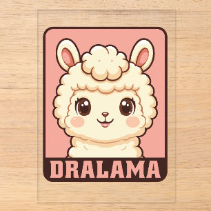Schattige lama illustratie ontwerp acryl uitnodigingen