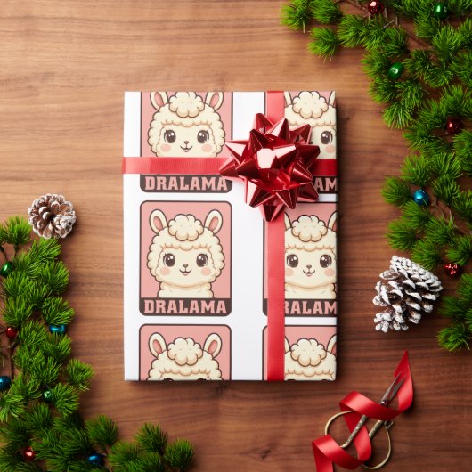 Schattige lama illustratie ontwerp cadeaupapier (Feestdagen Geschenken)