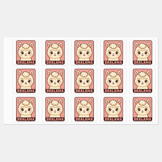 Schattige lama illustratie ontwerp labels (Vel)