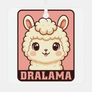 Schattige lama illustratie ontwerp metalen ornament