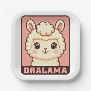 Schattige lama illustratie ontwerp papieren bordje