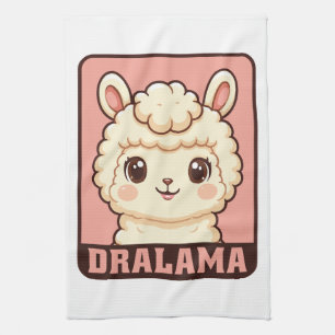 Schattige lama illustratie ontwerp theedoek