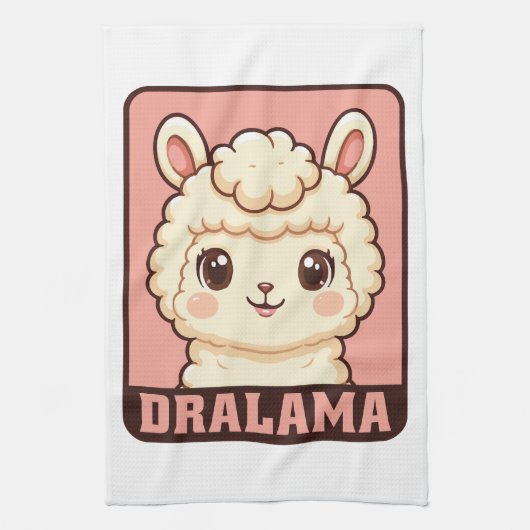 Schattige lama illustratie ontwerp theedoek (Verticaal)
