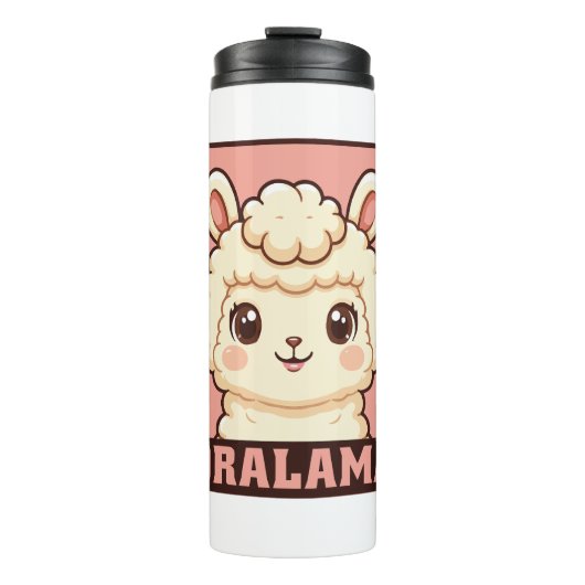 Schattige lama illustratie ontwerp thermosbeker (Voorkant)