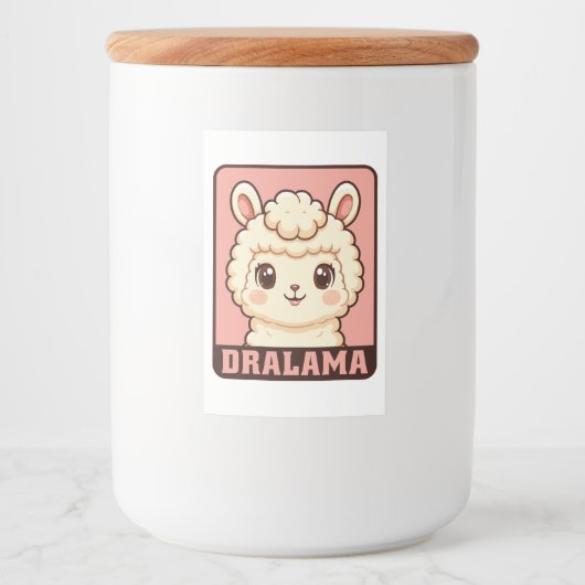 Schattige lama illustratie ontwerp voedselcontainer etiket (Voorkant)