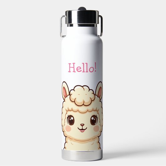 Schattige lama illustratie ontwerp waterfles (Voorkant)
