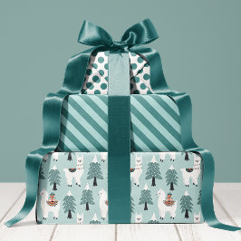 Schattige Lama Kerstvakantie Inpakpapier Vel
