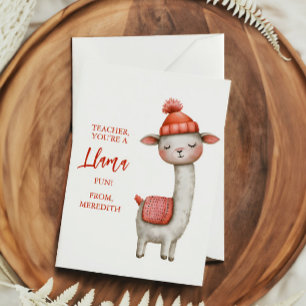Schattige Lama Leraar Waardering Valentijnskaart Feestdagenkaart