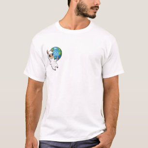 Schattige Lama Maakt Selfie met Planeet Aarde T-shirt