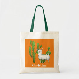 Schattige Lama meisjes toevoegen naam canvas tas