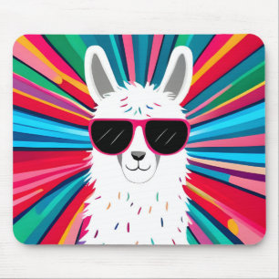 Schattige Lama met Coole Zonnebril Muismat