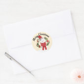 Schattige lama met kerstkrans ronde sticker (Envelop)